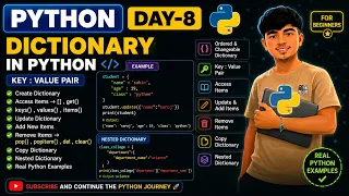 Python Dictionary Tutorial for Beginners Day 8 Keys Values Update Delete Nested Dictionary