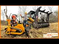 Clearing rotten trees with kids ride on bulldozer and forestry skid steer Educational Kid Crew