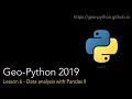 Geo-Python Lesson 6 - Data analysis with Pandas II