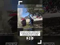 Police chase turns into a rescue after a man crashed into a sign causing his car to catch fire