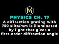 17 15 Mastering Physics Solution- A diffraction grating with 750 is illuminated by light
