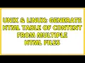Unix Linux generate html table of content from multiple html files