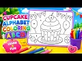 Cupcake Alphabet Coloring Worksheet for Kids Learn ABC Letters Fun Preschool Learning