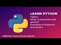 What is keywords and syntax Python for Beginners EEEHUB