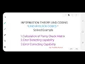 Linear Block Codes Error detection and Correction Capability and Parity Check Matrix