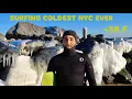SURFING HISTORIC ALL TIME COLDEST NYC EVER and we found fun offshore waves in Long Beach