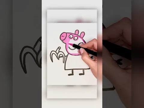 How to draw peppa pig. Peppa pig eating banana 🍌 drawing for kids #kidsvideo