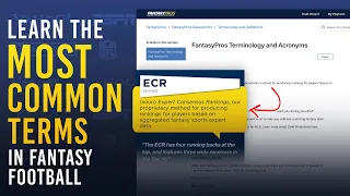 Fantasy Football Glossary and Commonly Used Terms ECR ADP Value Drafting More 2020