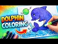 Dolphin Coloring Page Relaxing Marker Coloring Art Ocean Drawing