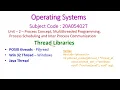 Thread Libraries-Operating Systems-20A05402T-POSIX threads-Pthread Win 32 Thread Windows Java Thread