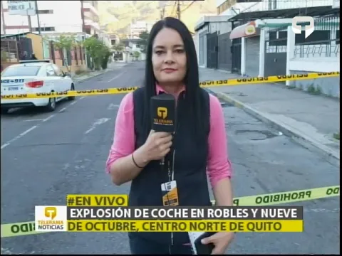 Explosión de coche en Robles y Nueve de Octubre, centro norte de Quito