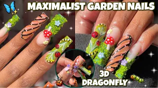 Maximalist Moss Grass Garden Nails 4D Molding TEMU Gels Acrylic Application 3D Nail Art