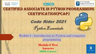 CISCO Python Essentials Answers-1 PCAP Module-1 Test Correct Answers Introduction to Python