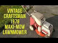 Vintage 1970s Sears Craftsman Maxi-Mow rear bagging lawnmower