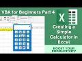 VBA for Beginners Part 4 - Creating a Simple Calculator in Excel