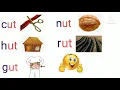 Letter u blending ut CVC Words Word Family - ut Phonics for Three Letter Words