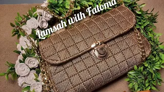 طريقة عمل شنطة بالكنفاه بلاستيك روعة جدا تنفع لجميع المناسبات بغرزة سهلة اوي شنطة مناسبات 