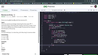 Reverse an array GeeksForGeeks Java Best Case Complexity