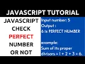 JavaScript Program to Check Whether a Number is Perfect Number or Not hindi tutorial