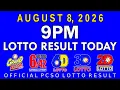 9pm Lotto Result Today August 8 2026 PCSO
