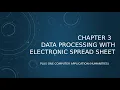 Plus One Computer Application Humanities Chap 3 - Part 1 Data Processing with Electronic Spreadsheet
