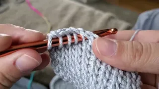 Tunisian crochet knit stitch left handed tutorial