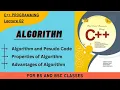 Algorithm and Pseudo Code Properties of Algorithm Lecture 02 Advantages of Algorithm