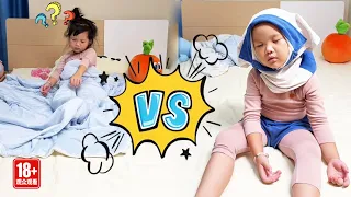 终于知道为什么上学会迟到，起床真的太难了，穿一半衣服又睡着了！！【小小露兮】