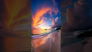 سماء مضيئة وبحر أزرق لامع جمال الطبيعة الساحر 