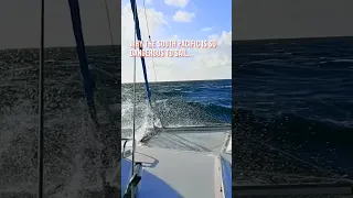 SAILBOAT IN ROUGH SEAS! 🌊 #sailboat #boatfail #youtubehighfive
