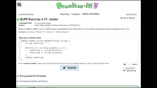 Java Practice It Exercise 4 17 stutter String String return for loop string parameter