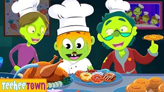 Five Zombies Open A Halloween Restaurant | Spooky Party Songs For Kids | Teehee Town