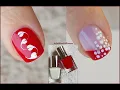 NAIL ART COMPILATION Red White Nail Art Designs Left-Handed Painting