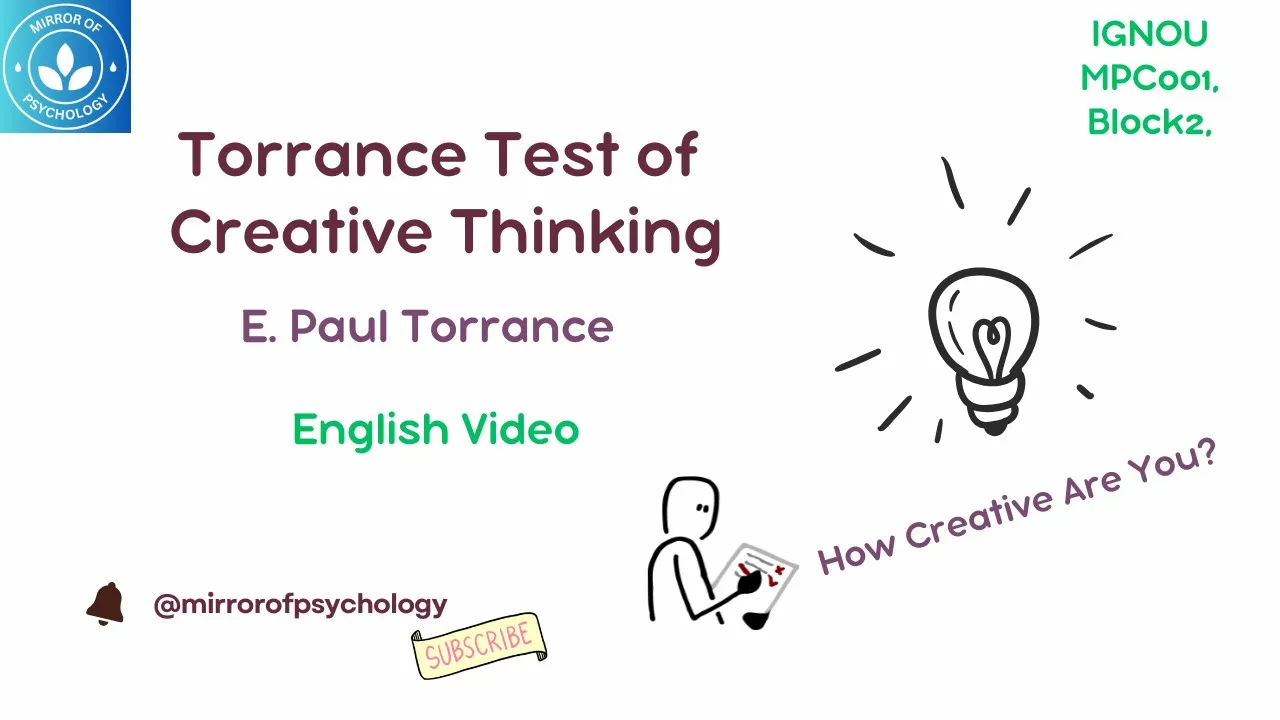 Torrance Test of Creative Thinking || Test of Creativity || MPC001 Block 2 Unit 4 # psychology