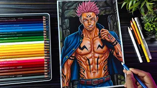 Sukuna Full Body Drawing Colour 2🔥| Jujutsu Kaisen Drawing(Cool Pose) | Anime Drawing Step-by-Step