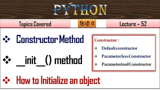 Constructor in Python Lecture 52 init function in python