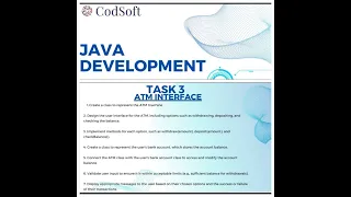 ATM Interface Project Java Coding Tutorial for Beginners CodSoft Internship Task 3