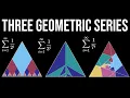 Three Geometric Series in an Equilateral Triangle visual proof without words