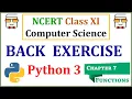 Back Exercise Questions - NCERT Class 11 Computer Science with Python Chapter 7
