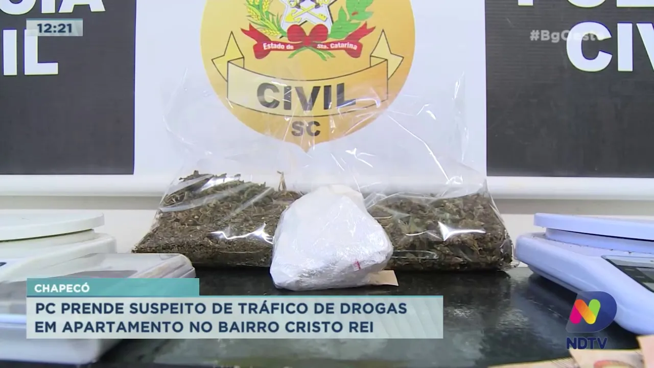 Chapecó: Polícia Civil prende suspeito de tráfico de drogas em apartamento no Bairro Cristo Rei