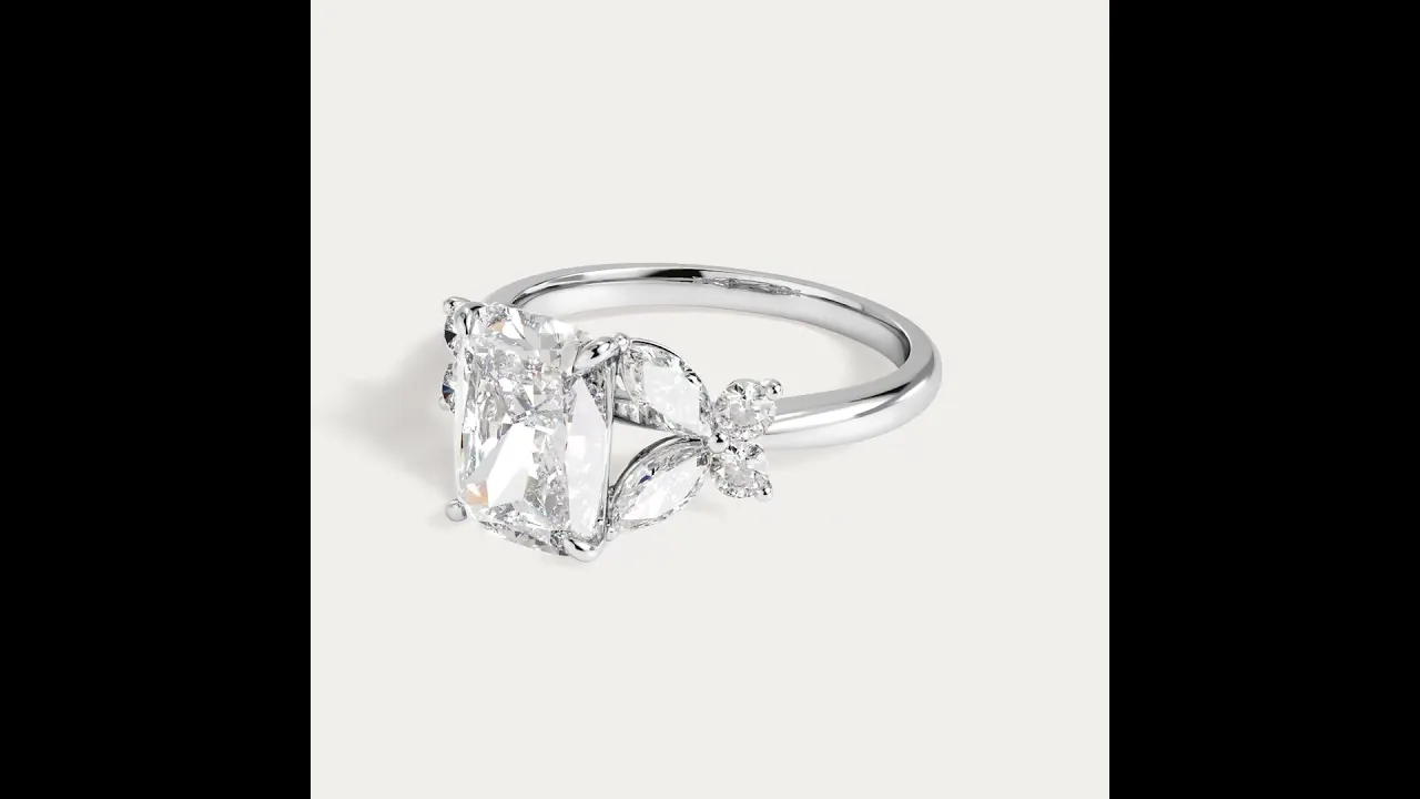 Lettice丨Elongated Cushion Lab Diamond Butterfly Cluster Engagement Ring