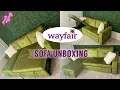 WAYFAIR SOFA BED COUCH UNBOXING ASSEMBLY FIRST IMPRESSIONS