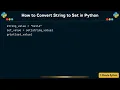 How to Convert String to Set in Python