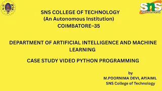 CASE STUDY PYTHON PROGRAMMING APPLIED MACHINE LEARNING SNS INSTITUTIONS