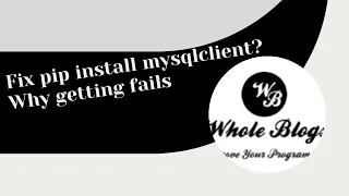 How To Fix pip install mysqlclient