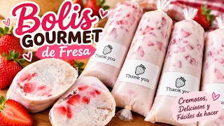 Deliciosos y Cremosos Bolis Gourmet De Fresa con Crema