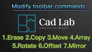 Autocad tutorials for beginners Modify toolbar Commands Erase Copy Array Offset Mirror Part-1
