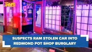 5 suspects ram stolen car into Redmond pot shop in smash-and-grab robbery