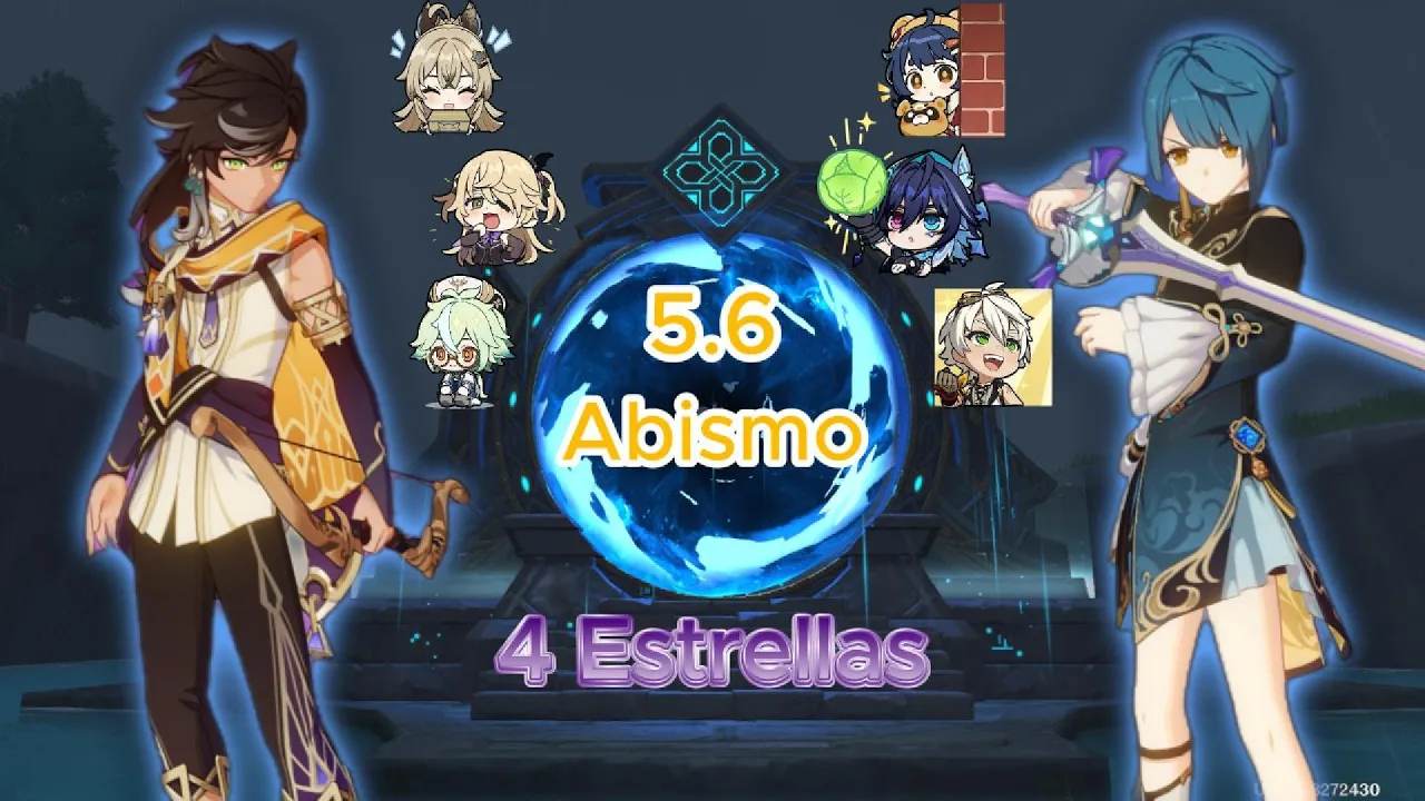 ¡Solo Personajes 4 Estrellas! Sethos c1 y Xingchiu c6 / Abismo 5.6 Piso 12 / Genshin Impact