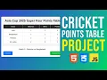 Cricket Points Table HTML CSS JavaScript Projects for Beginners Project with Source Code Hindi